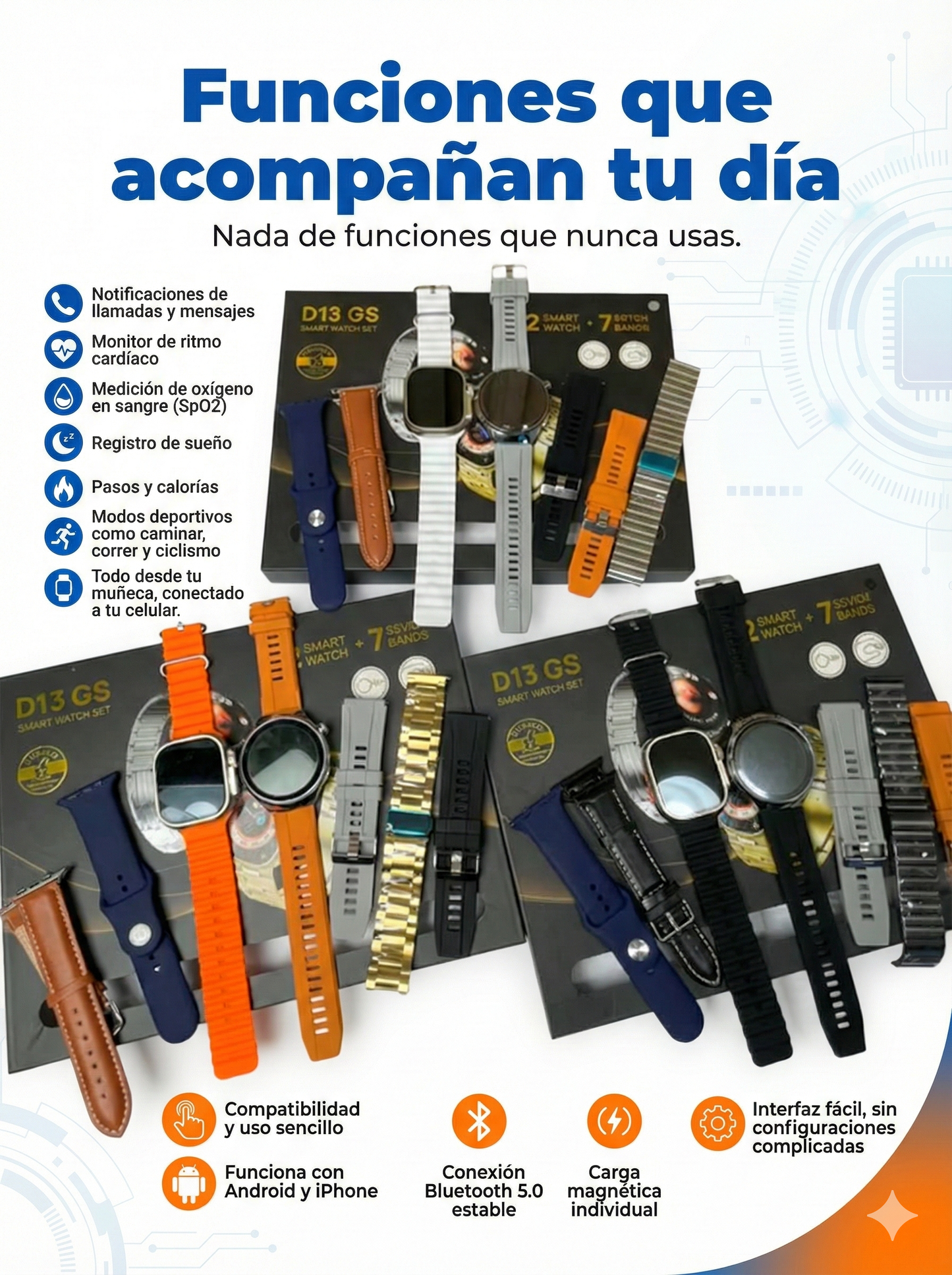 Combo Dúo Smartwatch D13 GS